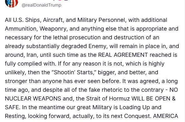 ABD Başkanı Trump'tan İran'a yeniden saldırı uyarısı: "Nükleer silah olmayacak ve Hürmüz Boğazı açık olacak"