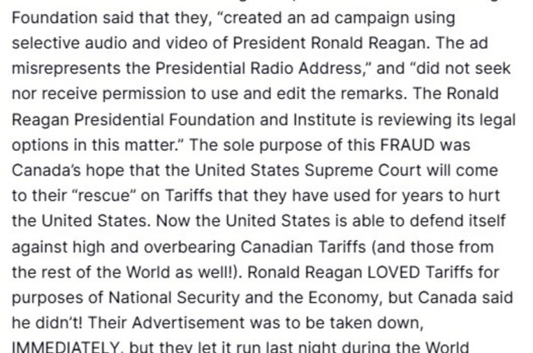 ABD Başkanı Trump’tan Kanada’ya aldatıcı reklam misillemesi: "Kanada’ya uygulanan gümrük vergisi oranını yüzde 10 oranında artırıyorum" 