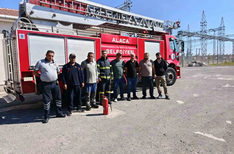 Alaca itfaiyesinden TEİAŞ personeline yangın eğitimi 