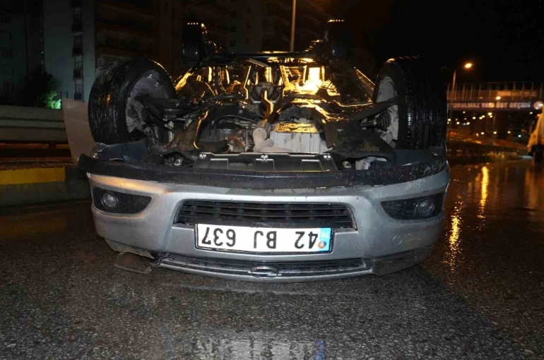 Alkollü sürücünün kullandığı otomobil takla attı 