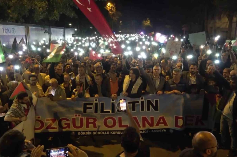 Amasya’da 5 binden fazla kişinin katılımıyla Filistin’e destek yürüyüşü düzenlendi 