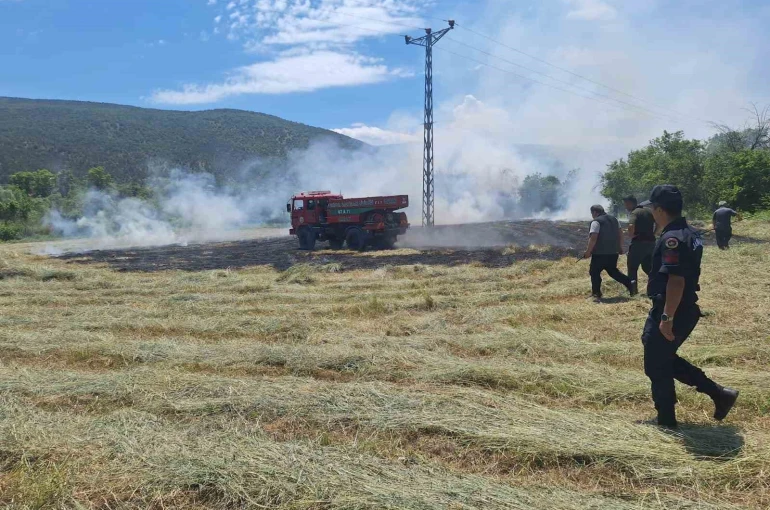 Anız yangını ormana sıçramadan söndürüldü
