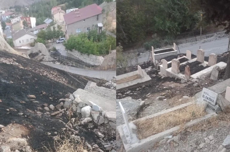 Anız yangınları mezarlıklara zarar veriyor 