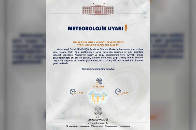 Ankara Valiliğinden kuvvetli yağış uyarısı 