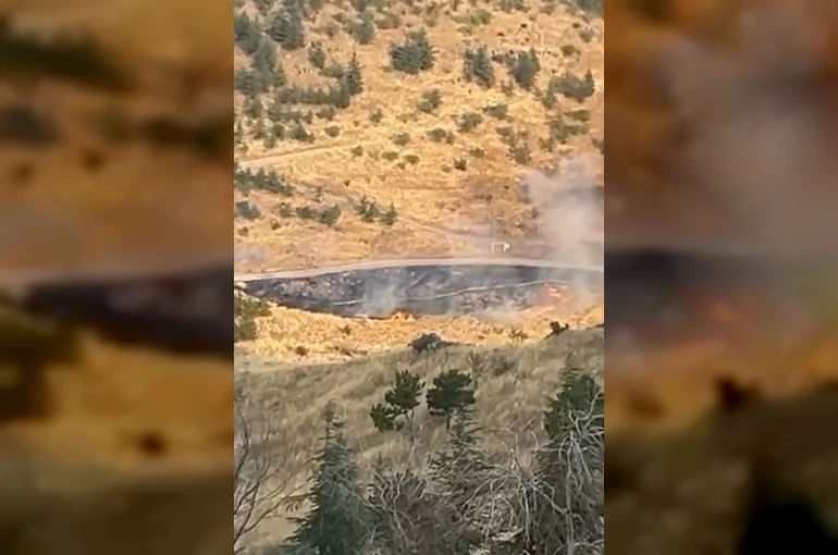 Ankara’da ağaçlık alanda meydana gelen yangının başlama anı kamerada 