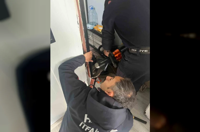 Antakya’da profil demirine sıkışan kuş kurtarıldı 