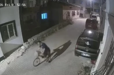Apartmana girip elini kolunu sallayarak ayakkabı ve bisiklet çaldı