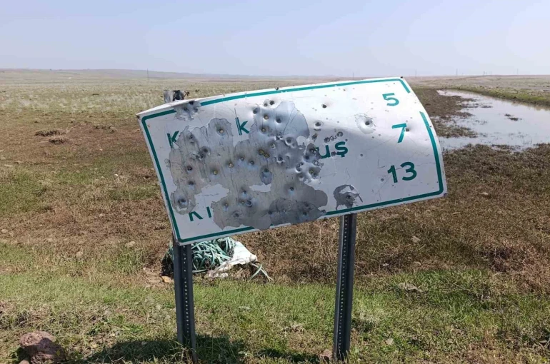 Arpaçay’da yol tabelalarını hedef tahtasına çevirdiler 