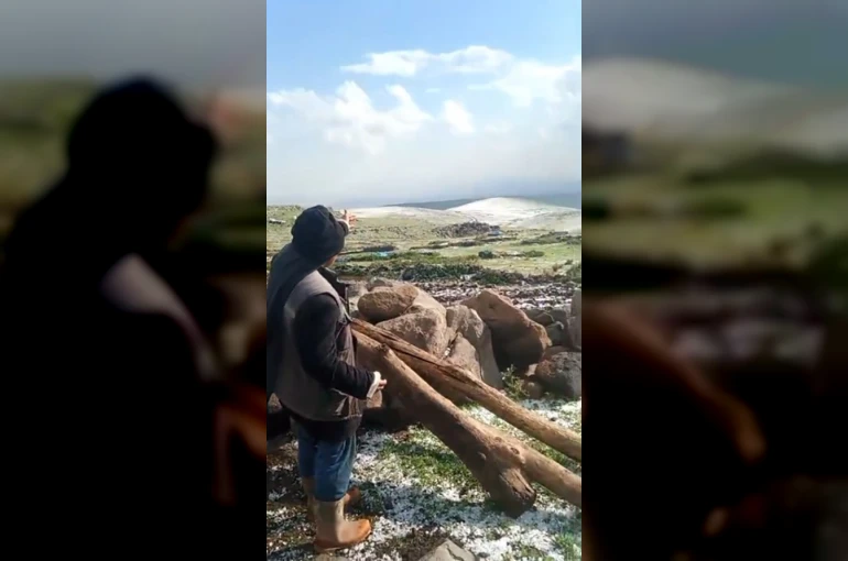 Arpaçay’ı dolu vurdu: Yayladaki vatandaşlar hazırlıksız yakalandı