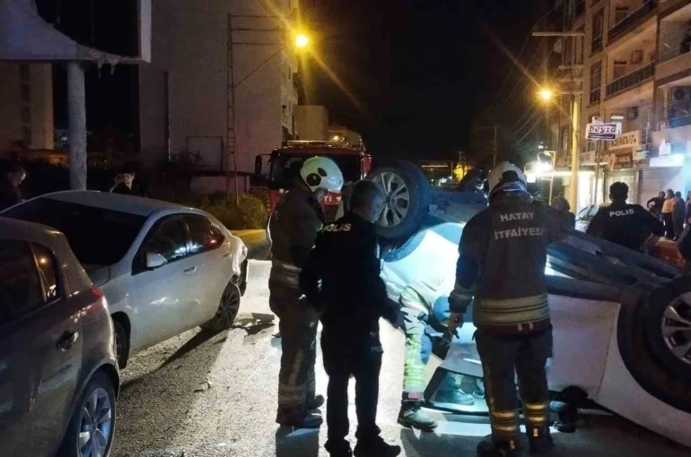 Arsuz’da ters dönen otomobilin sürücüsü yaralandı 