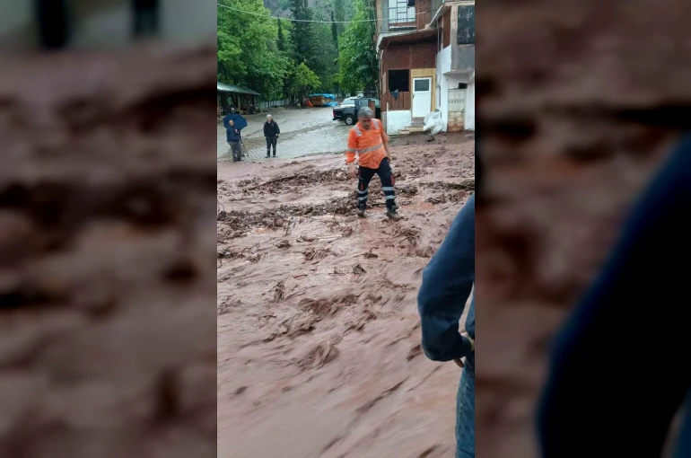 Artvin’de sağanak sonrası dereler taştı