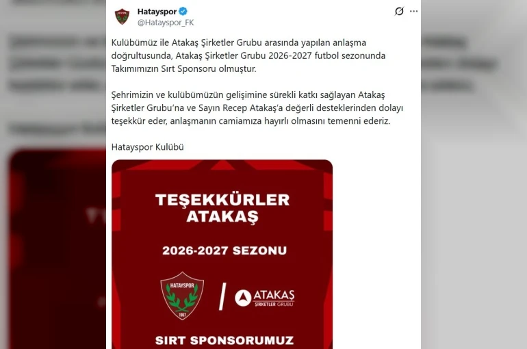 Atakaş Şirketler Grubu, Hatayspor’a sırt sponsoru oldu 