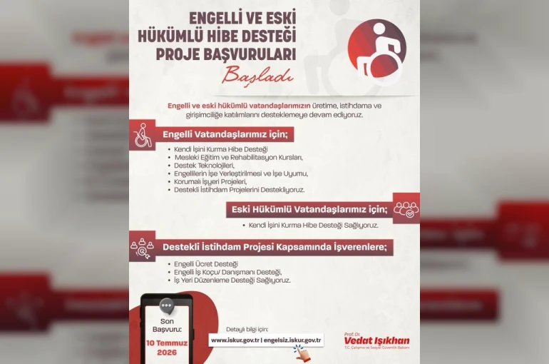 Bakan Işıkhan: "Engelli ve Eski Hükümlü Hibe Desteği’nin 2026 yılı 4. dönem başvurularını başlatıyoruz" 