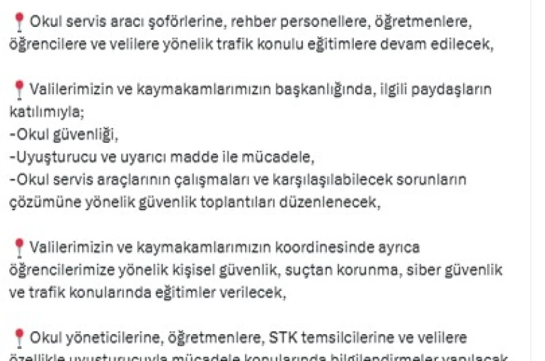 Bakan Yerlikaya’dan, 2025-2026 eğitim öğretim yılı için alınan tedbirlere ilişkin açıklama 