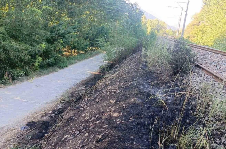Bilecik’te YHT hattı kenarında yangın çıktı
