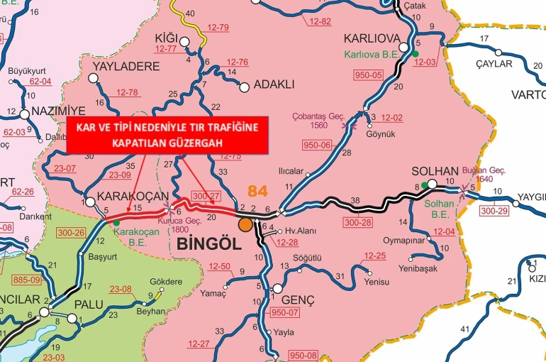Bingöl’de bazı yollar kar yağışı nedeniyle trafiğine kapatıldı 