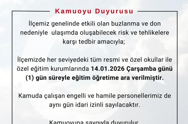 Bingöl’ün 3 ilçesinde eğitime 1 gün ara verildi 