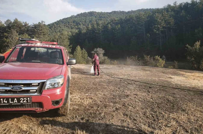 Bolu’da orman kenarında anız yangını: Köylülerin su tankerli müdahalesi faciayı önledi