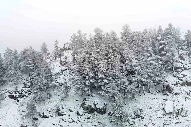 Bolu’nun yükseklerinde kar yağışı etkili oluyor