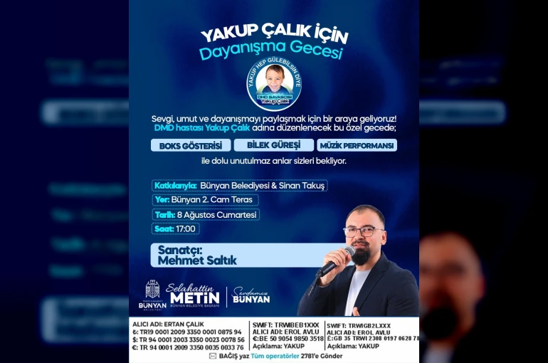 Bünyan’da hasta çocuk için dayanışma gecesi düzenlenecek