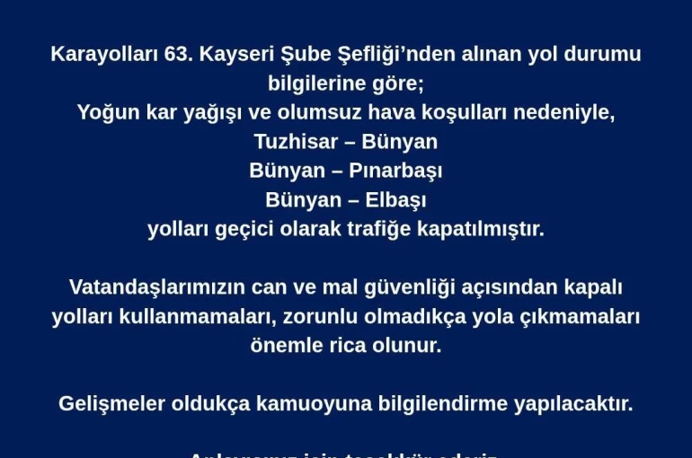 Bünyan’da ulaşıma kar engeli 