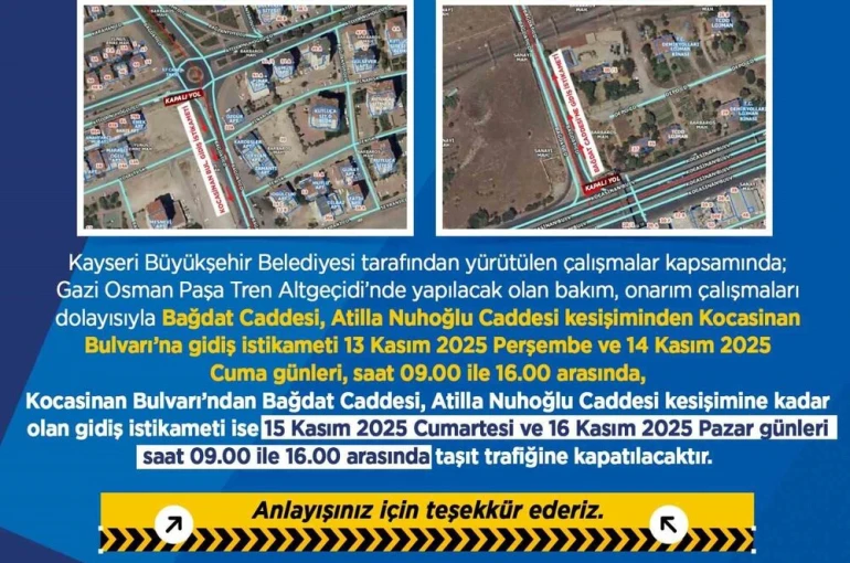 Büyükşehir Belediyesi’nden sürücülere ‘onarım çalışması’ uyarısı 