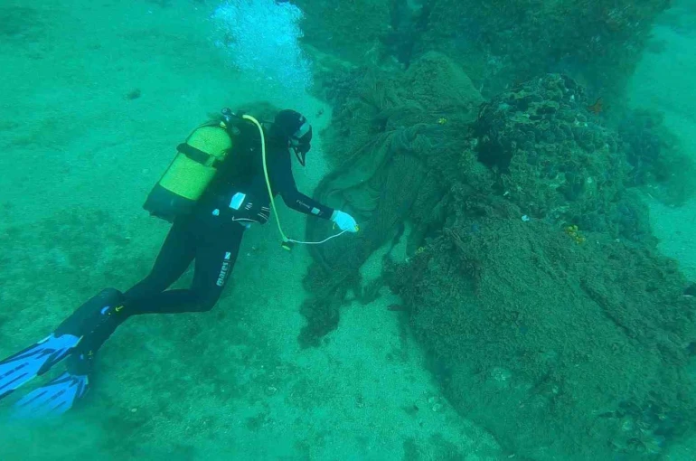 Çanakkale’de 9 yılda denizden 34 bin 620 metrekarelik hayalet ağ çıkarıldı 