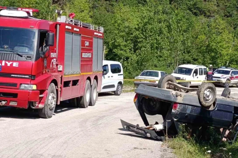 Çan’da takla atan otomobilin sürücüsü hayatını kaybetti 