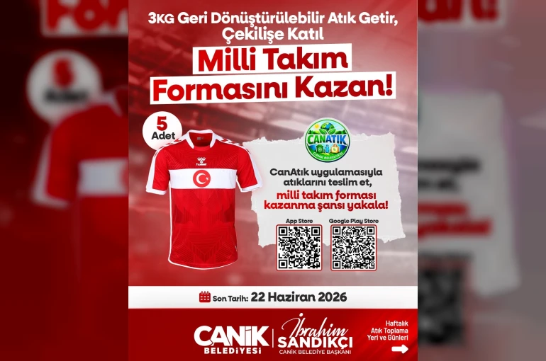 Canik’te atık getirene milli takım forması
