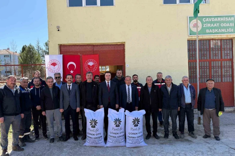 Çavdarhisar’da çiftçilere çörek otu tohumu dağıtımı 