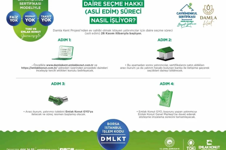 Damla Kent Projesi’nde daire seçimleri 26 Kasım’da başlıyor 