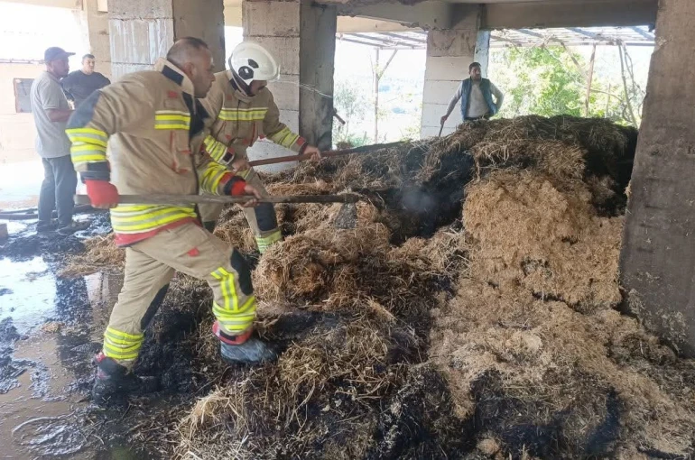 Defne’de samanlık yangını 