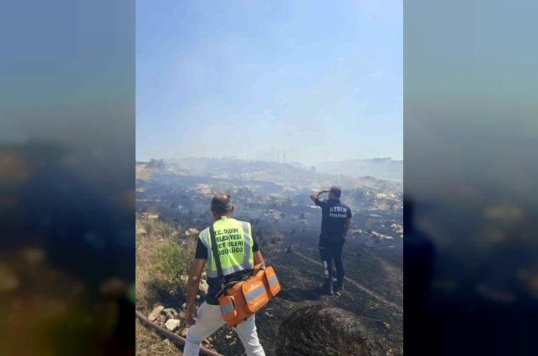 Didim Belediyesi’nden arazi yangınına ’tanker’ desteği