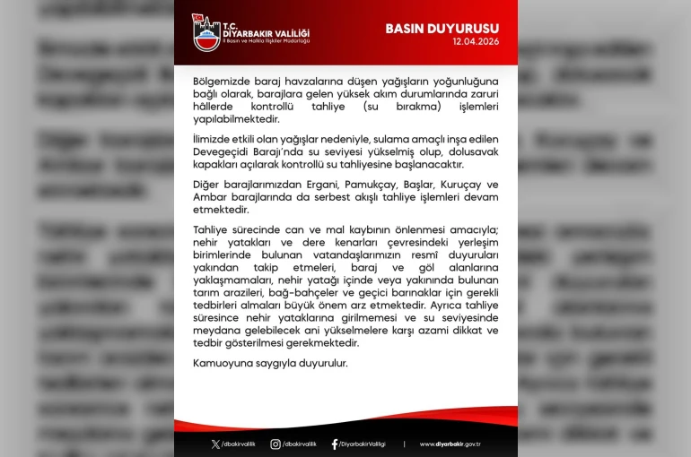 Diyarbakır’daki 5 barajda tahliye işlemi 