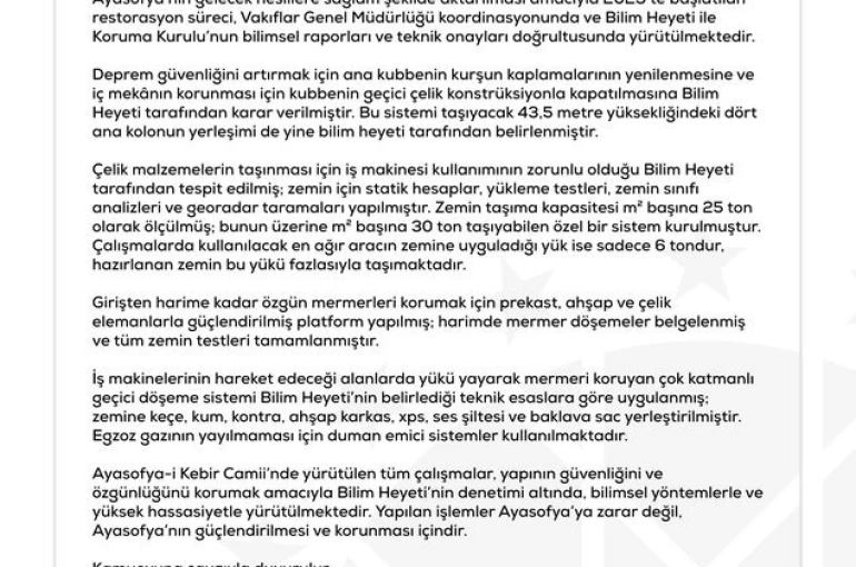 DMM’den ’Ayasofya-i Kebir Camii’ye iş makineleriyle zarar verildiği" iddialarına yalanlama 