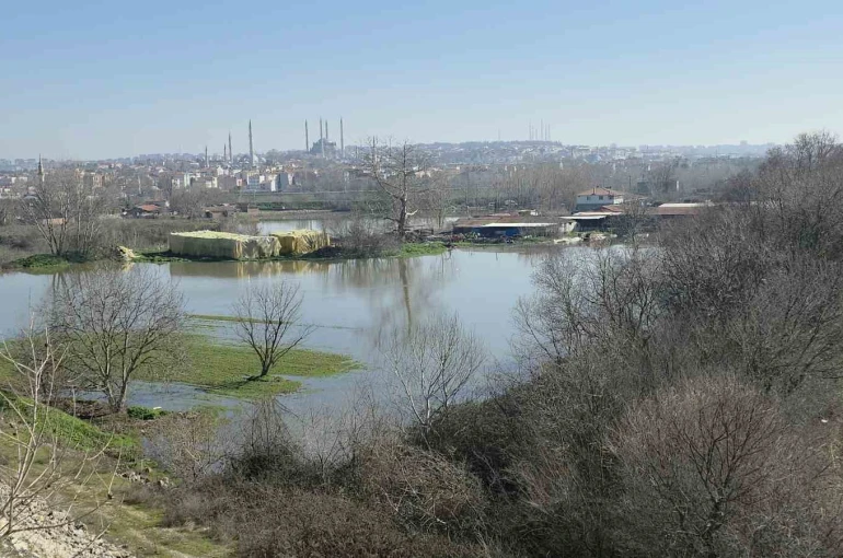 Edirne Yıldırım Mahallesi’nde hayvan çiftlikleri su altında 