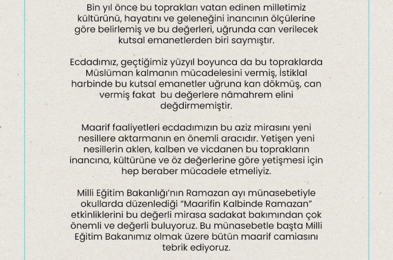 Eğitime destek platformundan, Milli Eğitim Bakanına destek