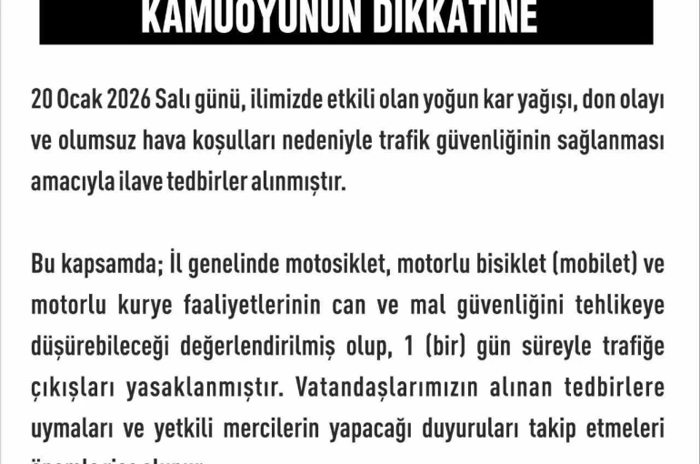 Elazığ’da motosiklet, mobilet ve motorlu kuryelerin trafik yasakları uzatıldı 