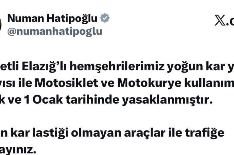 Elazığ’da motosiklet ve motokurye kullanımı yasaklandı 