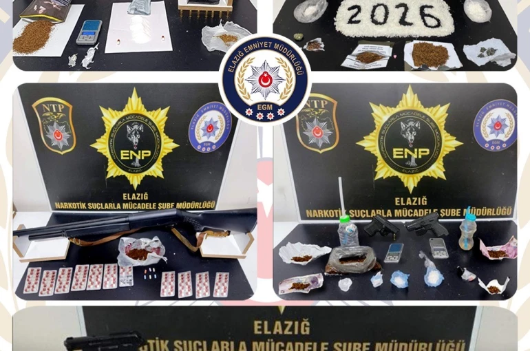 Elazığ’da uyuşturucu ve ruhsatsız silah operasyonu: 17 tutuklama 
