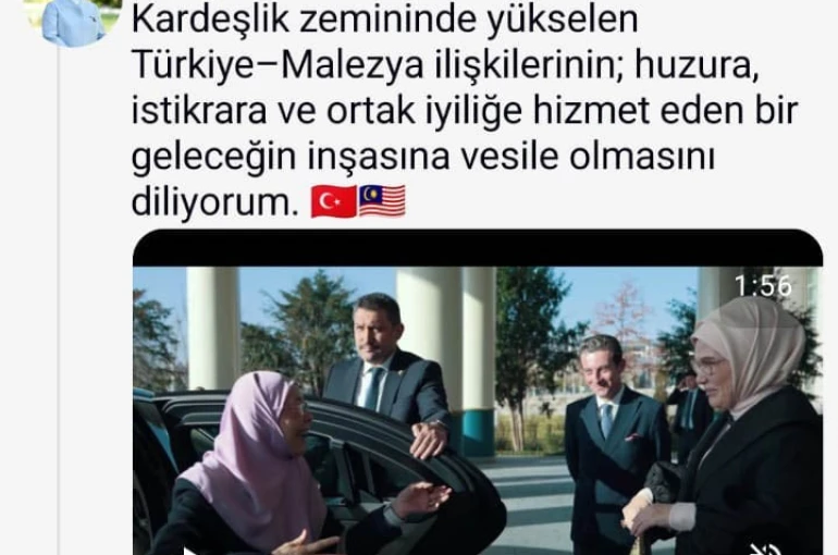 Emine Erdoğan, Malezya Başbakanı’nın eşi Wan Azizah İsmail ile programlarına ilişkin video paylaştı 