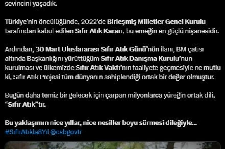 Emine Erdoğan’dan "Sıfır Atık" projesinin yıl dönümüne ilişkin paylaşım 