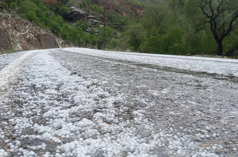 Erzincan’da dolu yağışı etkili oldu 