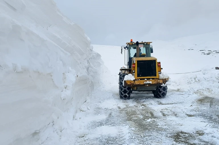 Erzurum kırsalında karla mücadeleye devam 