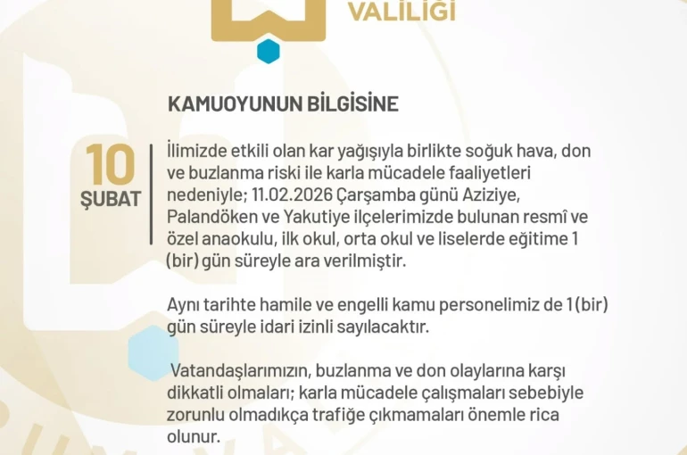 Erzurum’da eğitime bir gün ara verildi 