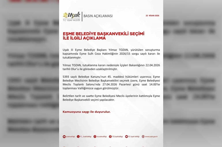 Eşme Belediye Başkanvekili 27 Nisan’da belirlenecek 