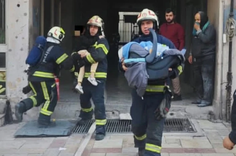 Ev olarak kullanılan iş hanında çıkan yangında 17’si çocuk 21 kişi kurtarıldı 