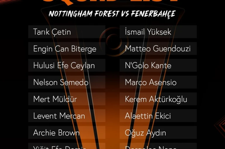 Fenerbahçe’nin, Nottingham Forest maçı kamp kadrosu belli oldu 