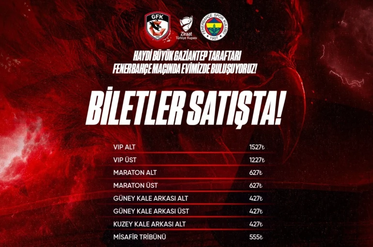 Gaziantep FK - Fenerbahçe kupa maçı biletleri satışta 