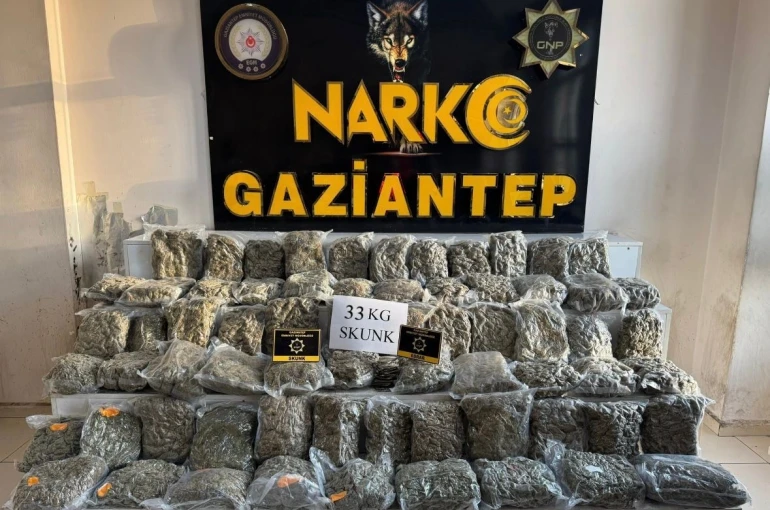 Gaziantep’te 34 kilo uyuşturucu ele geçirildi: 1 tutuklama 